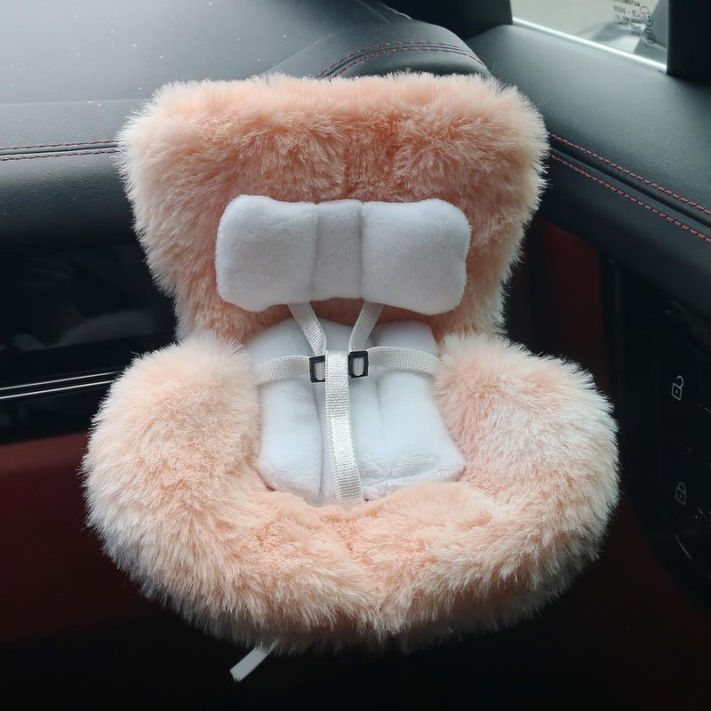 Walant Doll Car Seat Compatible with Labubu, Chair for 10-17cm Dolls - Adjustable Safety Strap, Air Vent Clip & Desktop Stand, Soft Cushion, Cute Car Ornament Gift for Collectors & Fans (Orange Ombre) - Image 1
